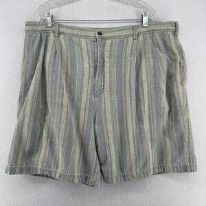 WOOLRICH Shorts Mens 42 Multi Striped 90s Chino 8" Pleated Cotton Green VTG